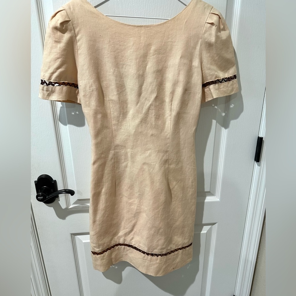 Donna Morgan Vintage Peach Linen Sheath Dress Sz 6